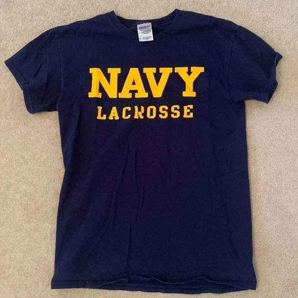 Navy lacrosse blue T-shirt size small crewneck short sleeve - Picture 1 of 5